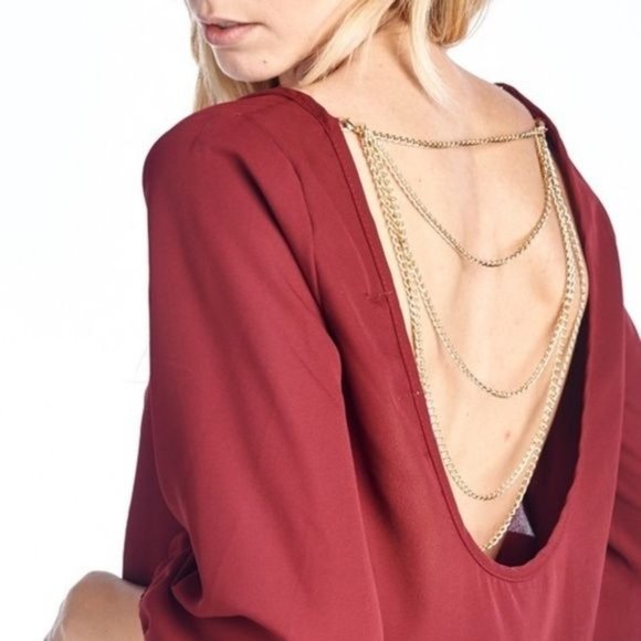 Gold Chain Women Open Back Blouse - Picture 2 of 5